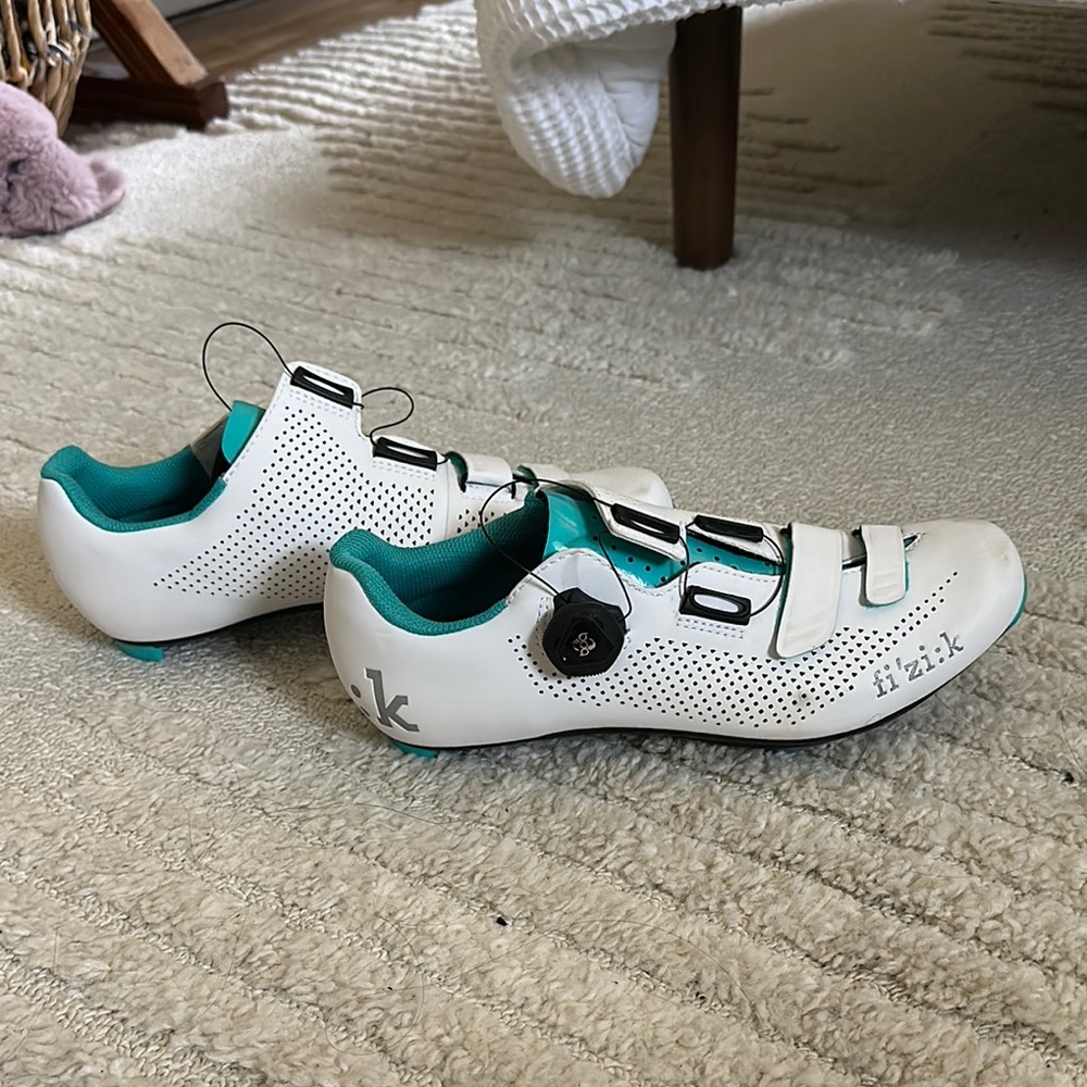 White and Green Athletic Shoes with BOA Dial System